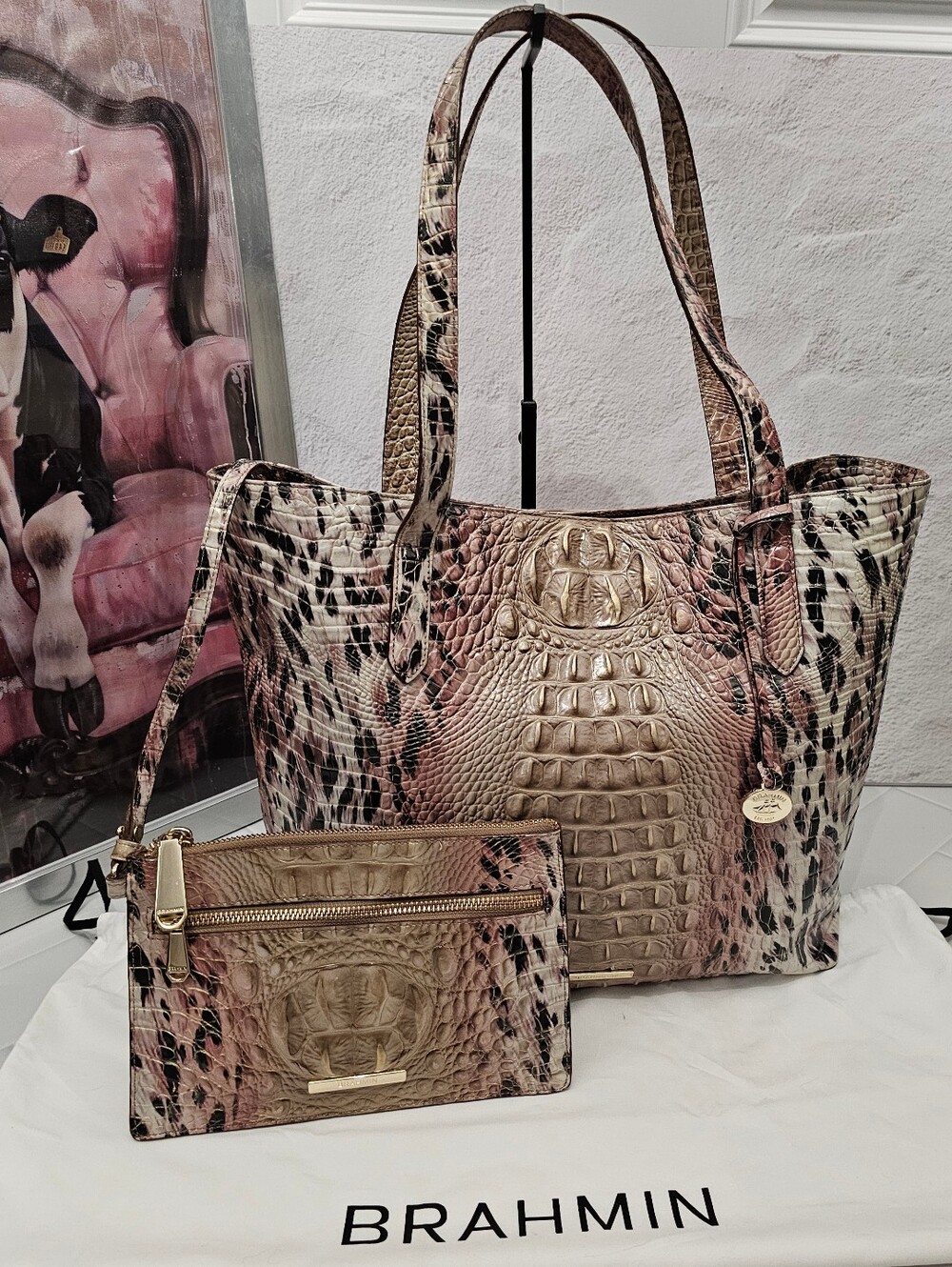 Brahmin Brooke Tote Prowl Melbourne EUC + Detachable Clutch Wristlet